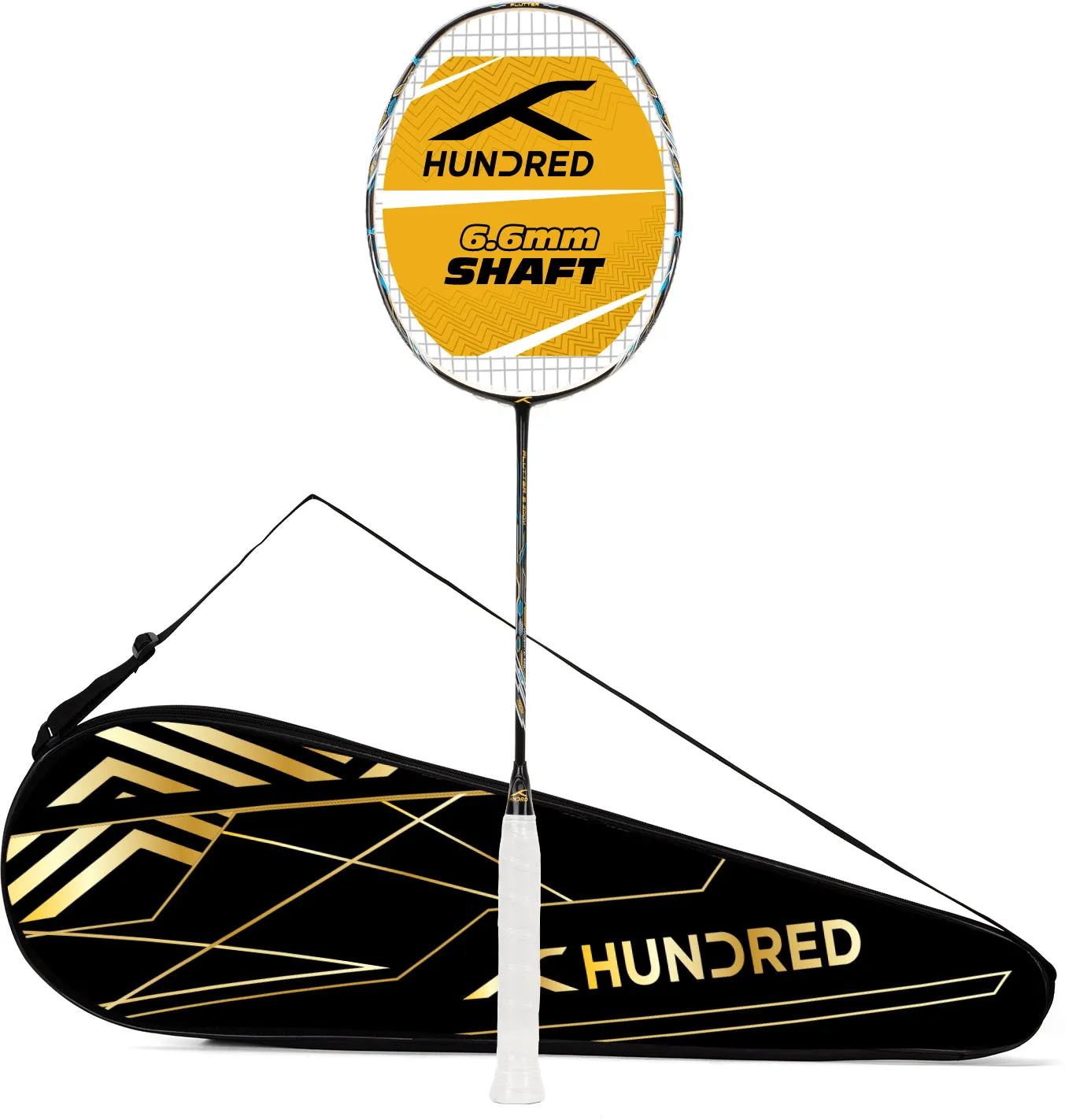 Hundred Flutter S Zoom Superior Wingshot Technology Strung Badminton Racquet (Black / Gold)