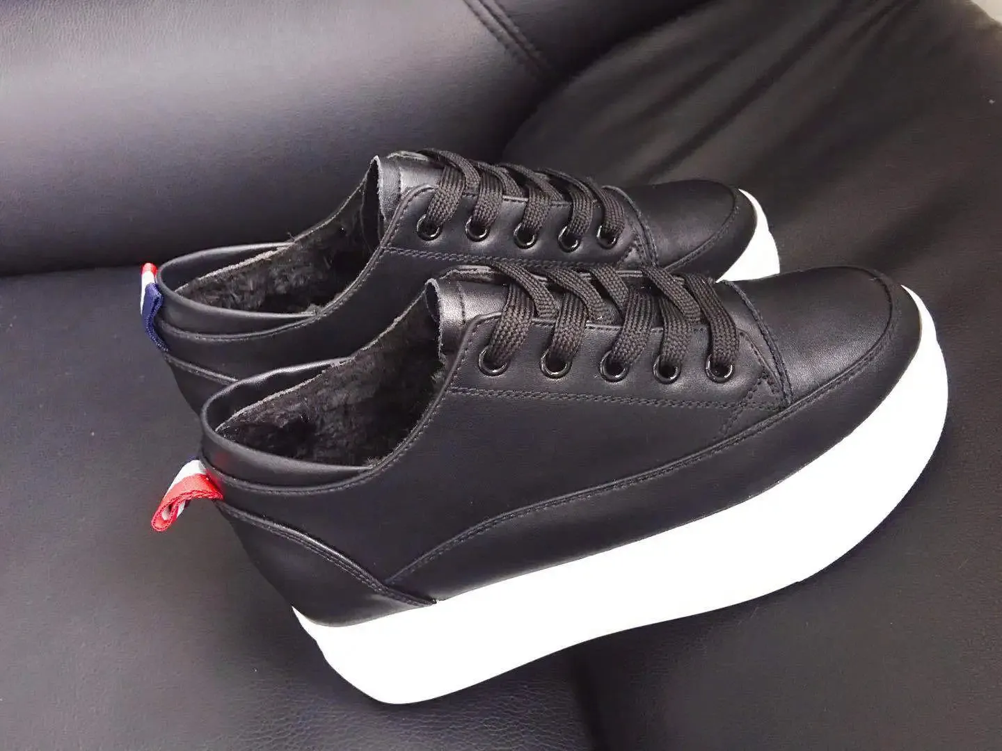 Joskaa 2024 New Platform Sneakers Black Cow Leather