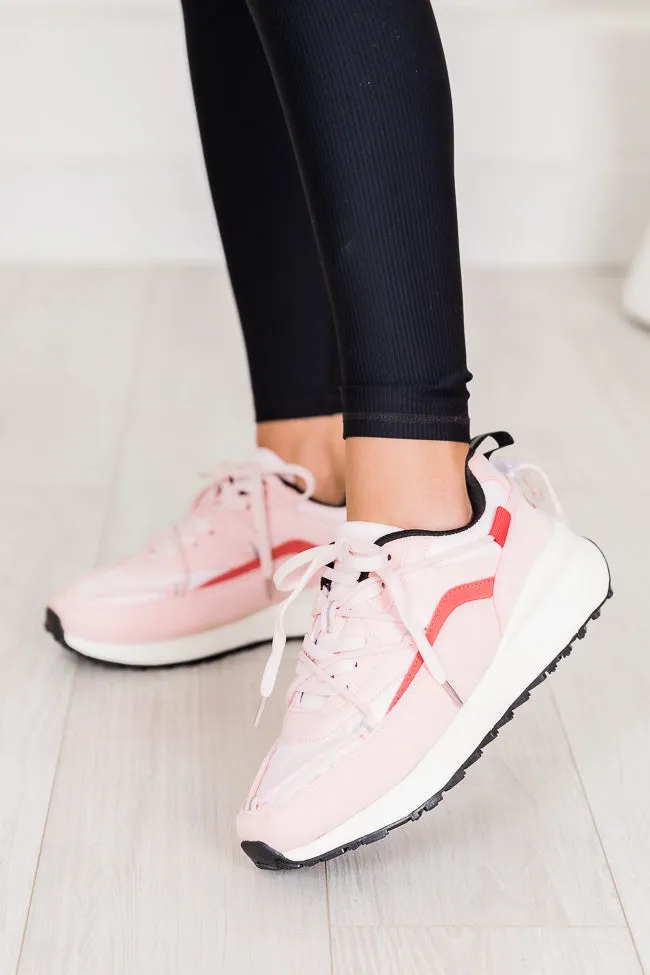 Kenzi Pink And White Drawstring Laced Sneakers FINAL SALE