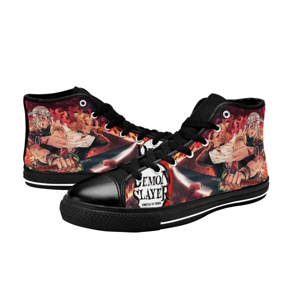 Kimetsu no yaiba Demon Slayer Tengen Uzui Rengoku Shoes High Top Sneakers for Kids and Adults