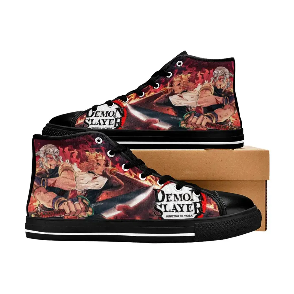 Kimetsu no yaiba Demon Slayer Tengen Uzui Rengoku Shoes High Top Sneakers for Kids and Adults