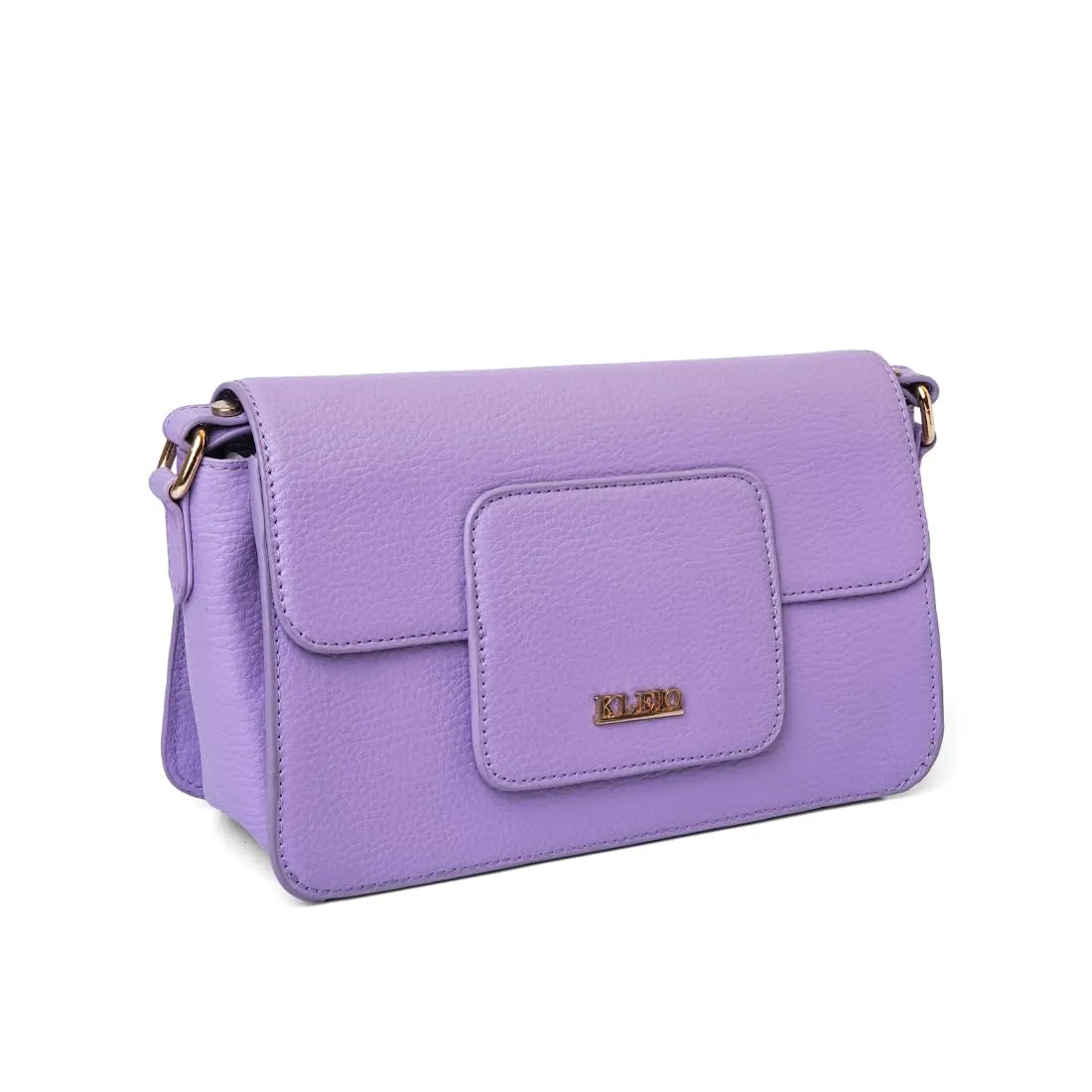 KLEIO Vegan Leather Box-Shaped Monochromatic Handbag for Women with Magnetic Closure (Purple) |Water-resistent Shoulder Hand Bag for Girls |Ladies Bag for Everyday Use, Parties, Travel & College