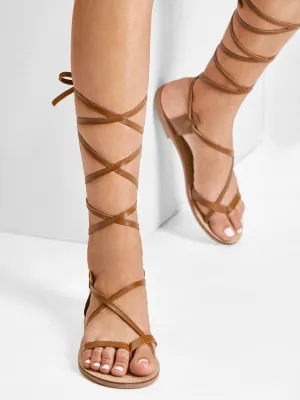 Lace Up Knee High Gladiator Sandal Boots