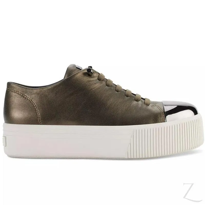 Ladies Genuine Leather Platform Sneakers | Lace Up | "Shaka"