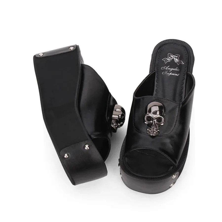 Large Size Summer Women Platform Sandals Skull Rivets Ladies Dark Gothic Punk Lolita Cosplay Shoes Muffin Sandals Slippers