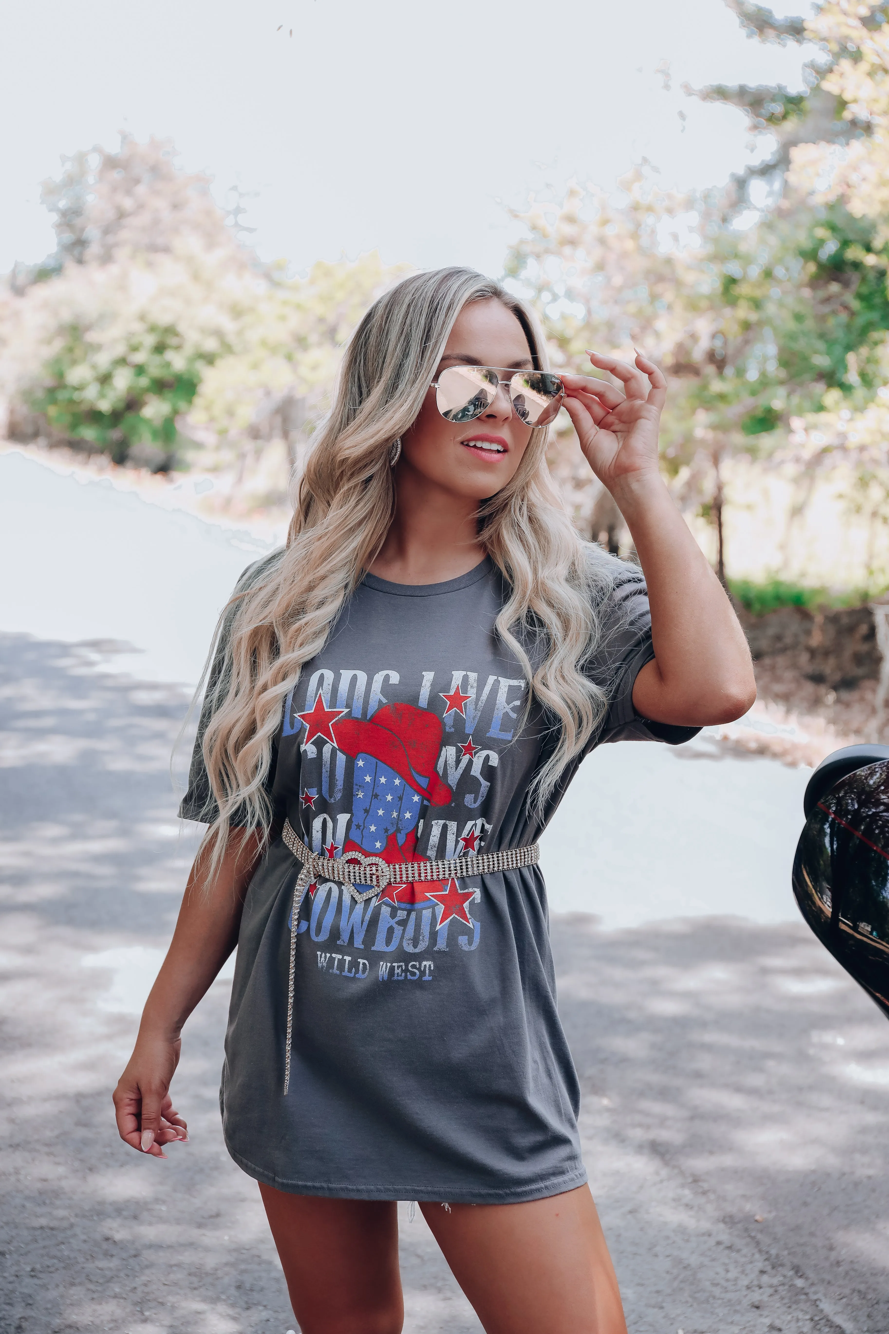 Long Live Cowboys Graphic Tee - Charcoal