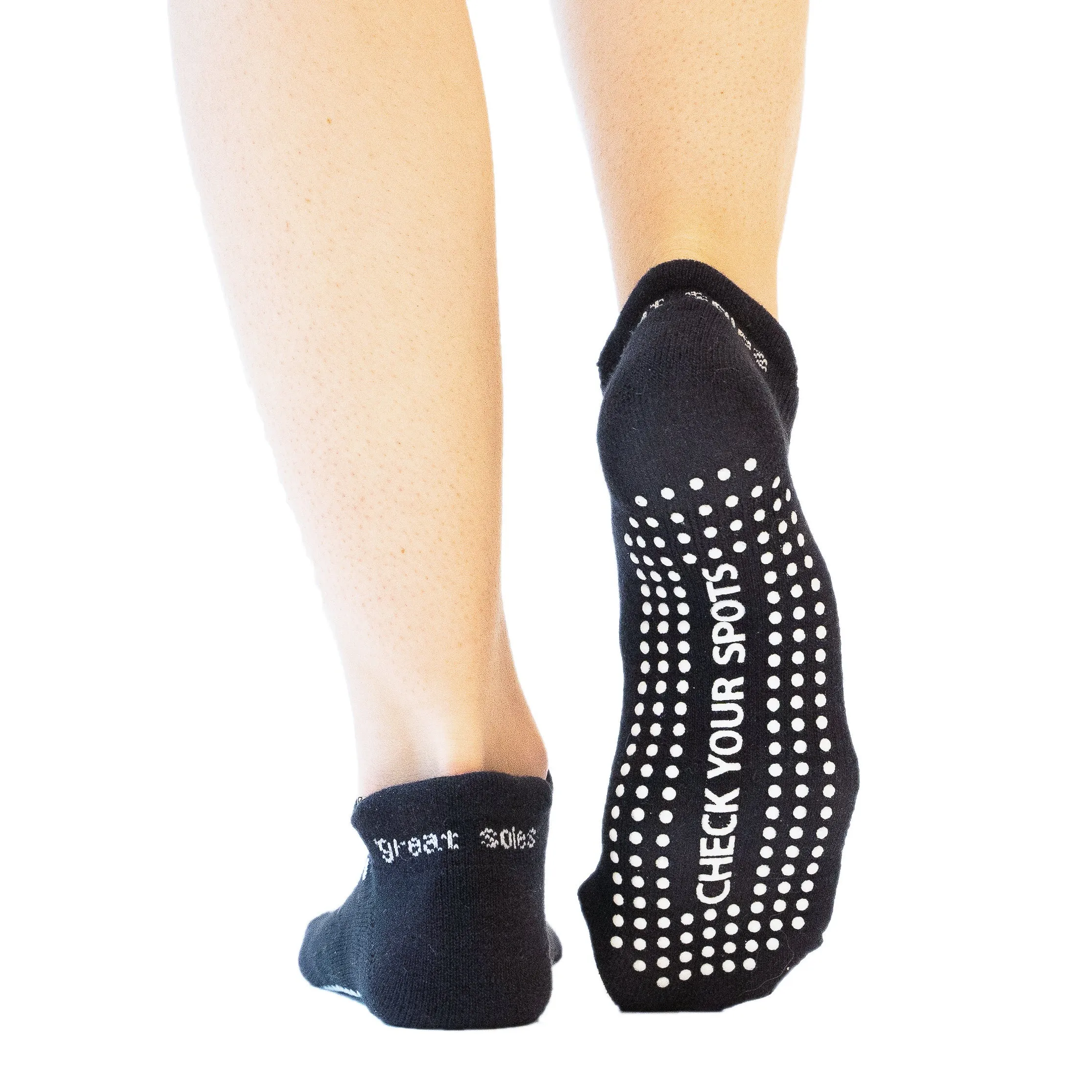 Lucy Polka Dot Tab Back Grip Socks