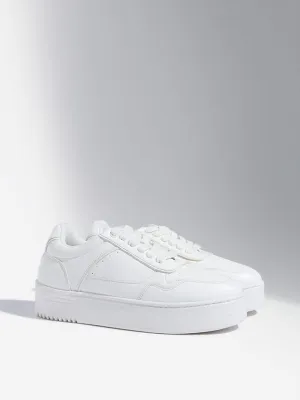 LUNA BLU White Platform Lace-Up Sneakers