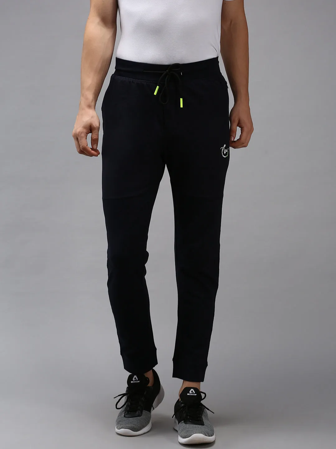 Men Navy Blue Solid Track Pant