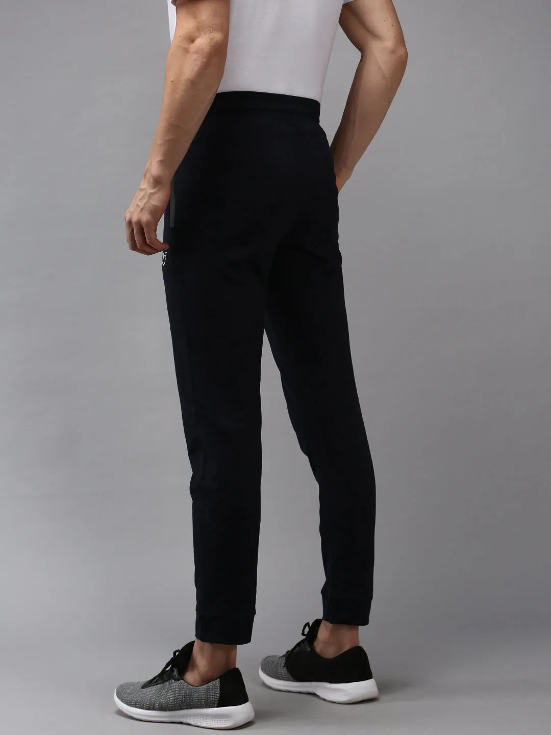 Men Navy Blue Solid Track Pant