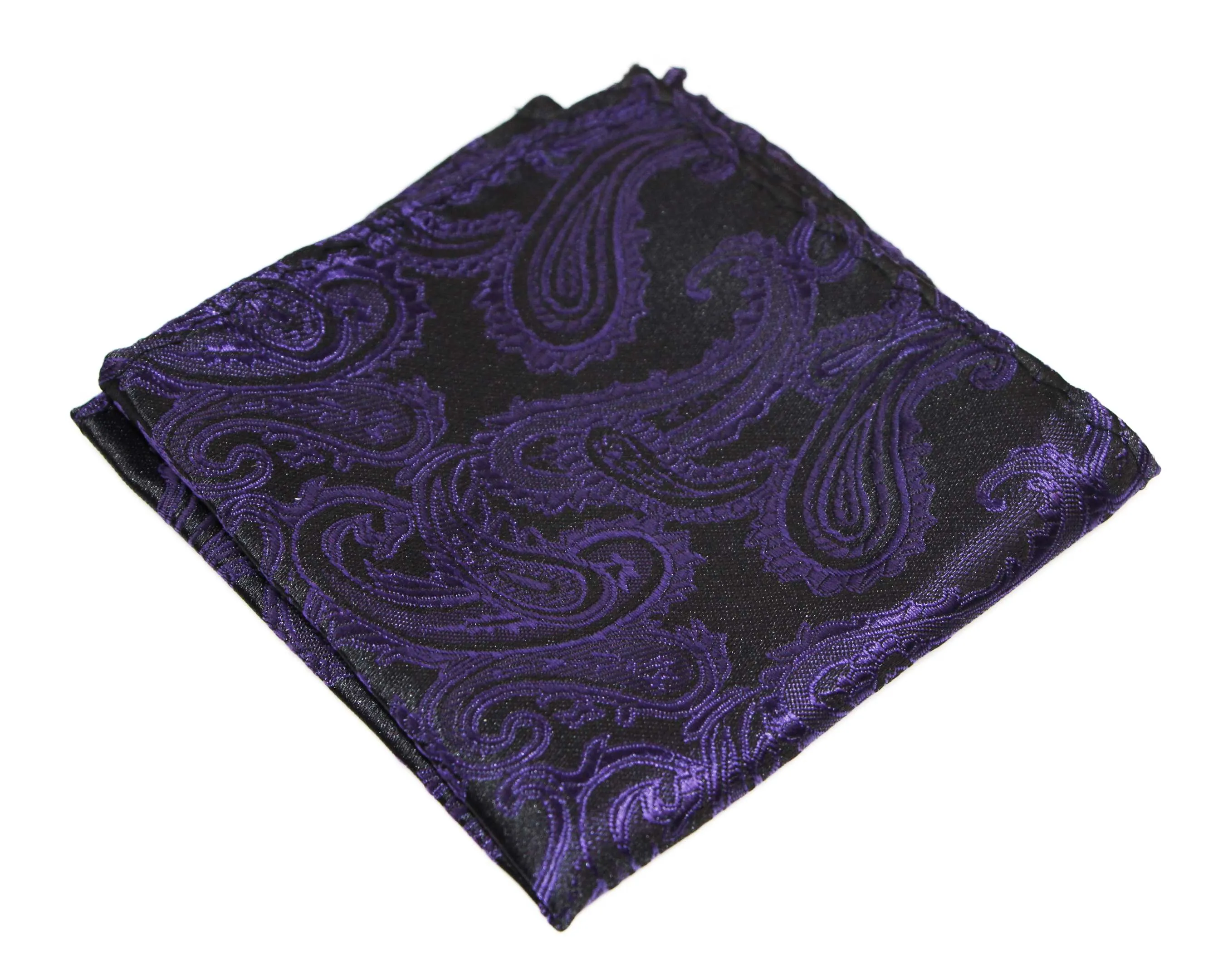 Mens Purple & Black Paisley Pocket Square