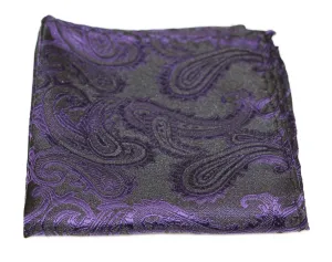 Mens Purple & Black Paisley Pocket Square