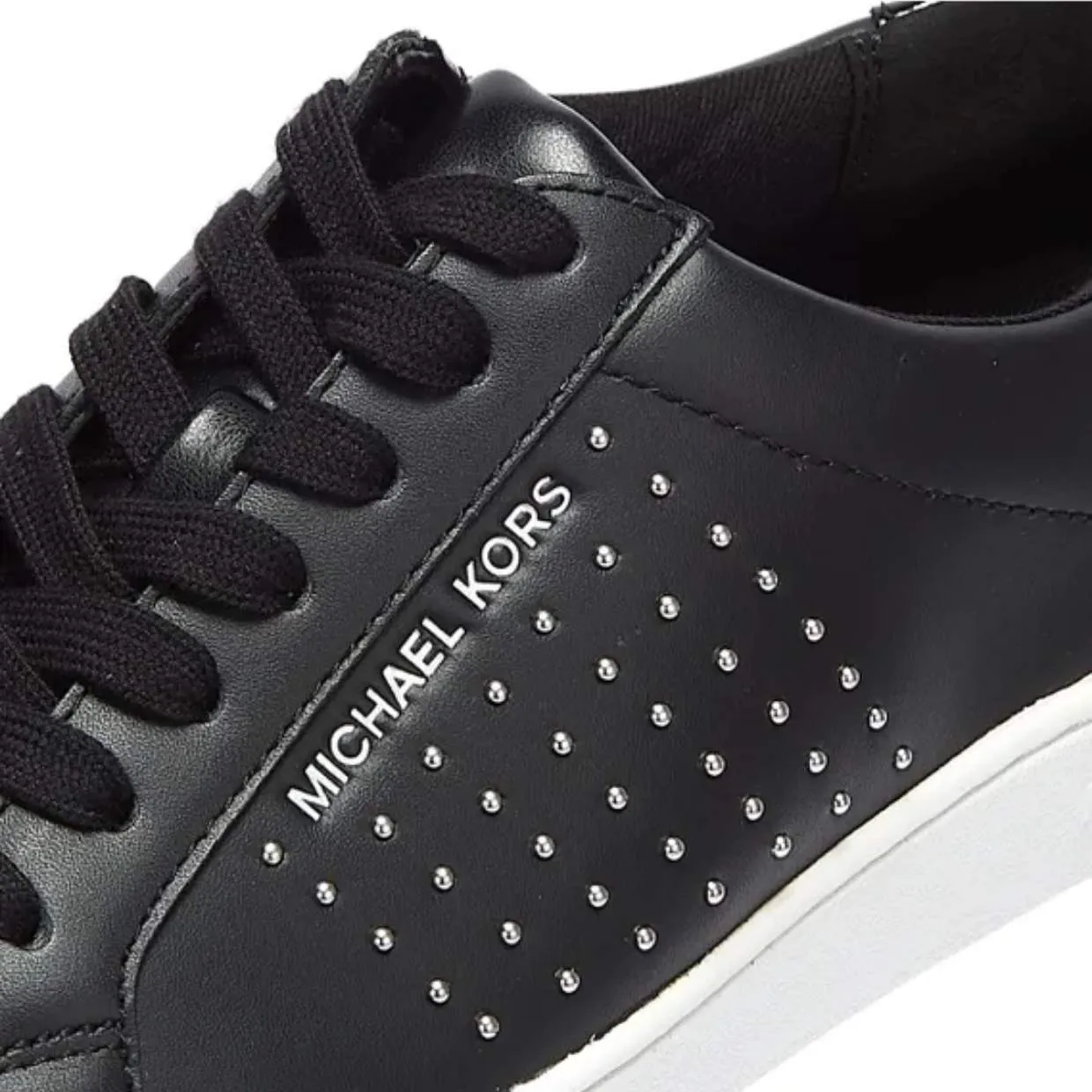 Michael Kors Black Irving Round Studs Leather Trainers