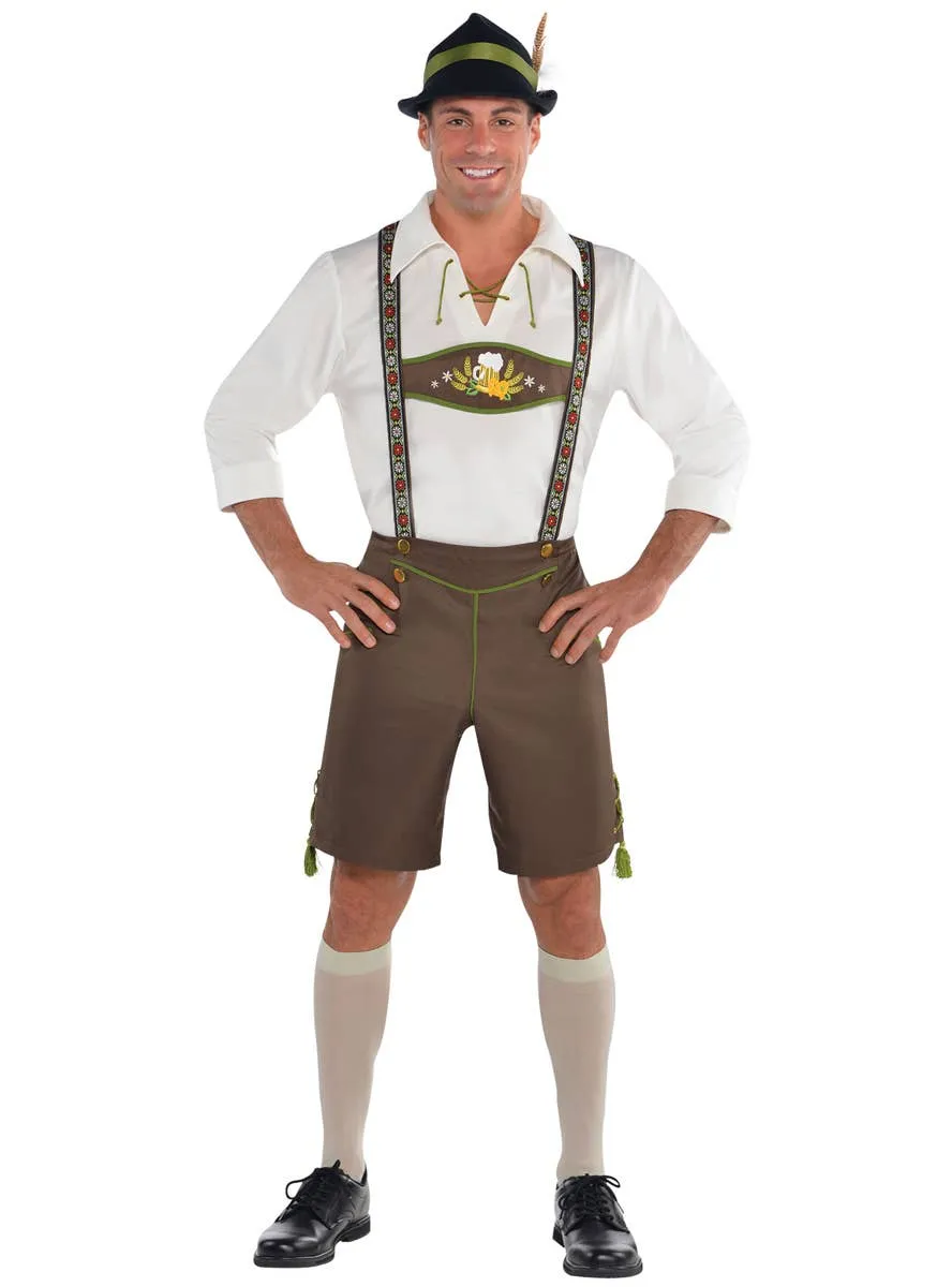 Mr Oktoberfest Mens Plus Size Brown Lederhosen Costume