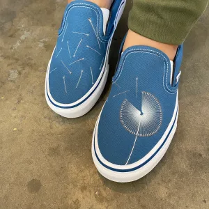 Navy Dandelion - Custom Slip Ons