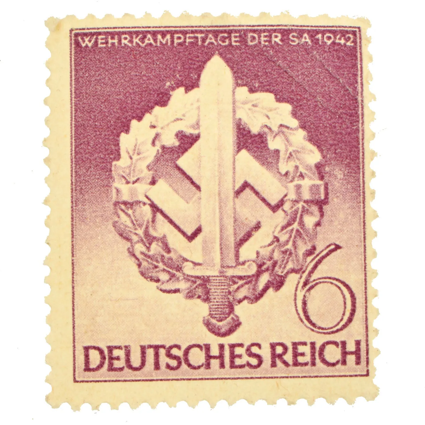 Original German WWII Gold Grade SA Sports Badge by Ernst Schneider with 1942 SA Stamp