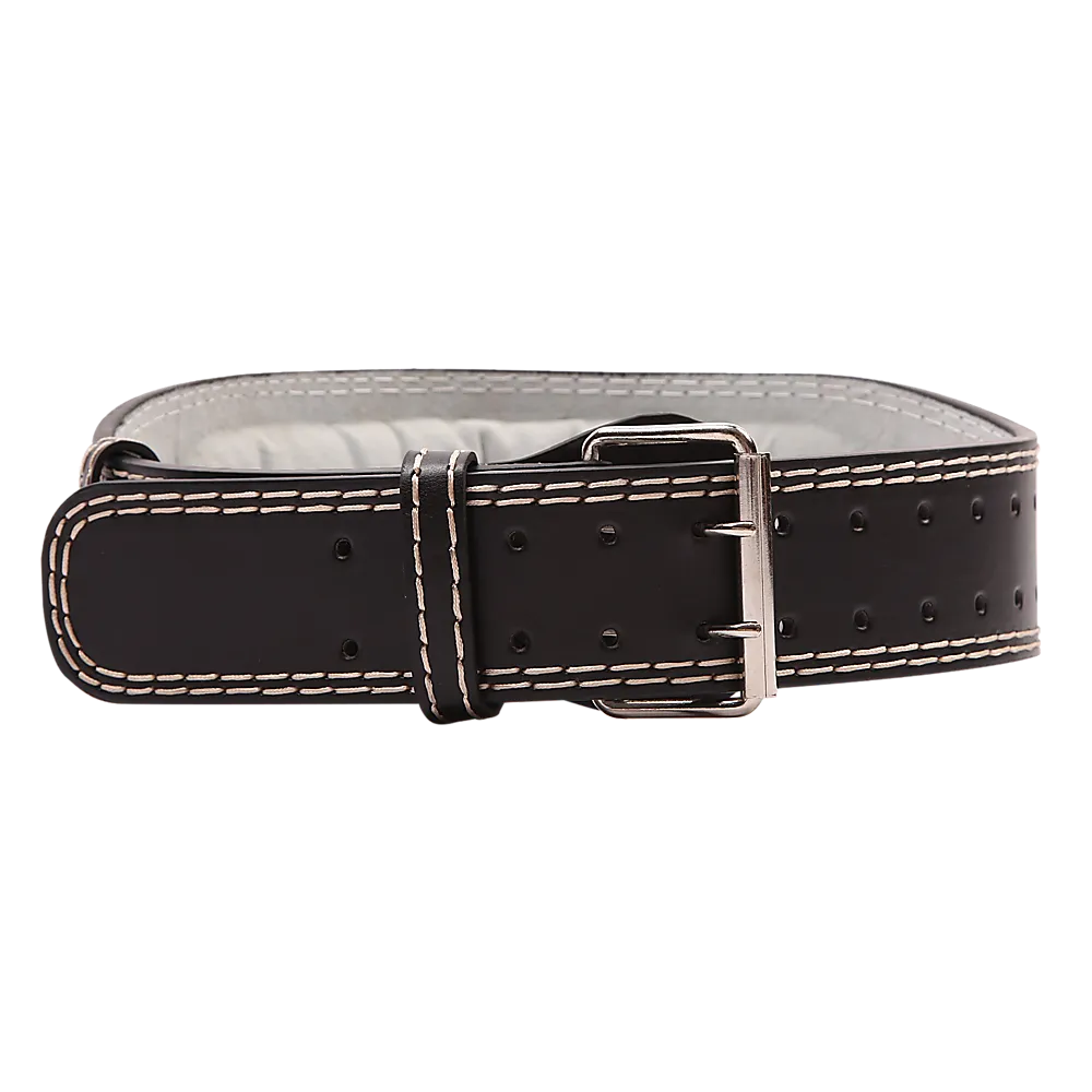 Padded Leather Weight Lifting Belt, Large, Dual-Buckle