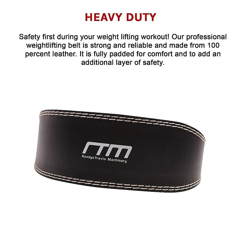 Padded Leather Weight Lifting Belt, Large, Dual-Buckle