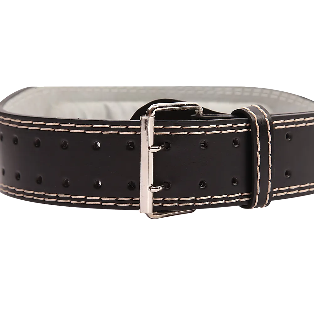 Padded Leather Weight Lifting Belt, Large, Dual-Buckle