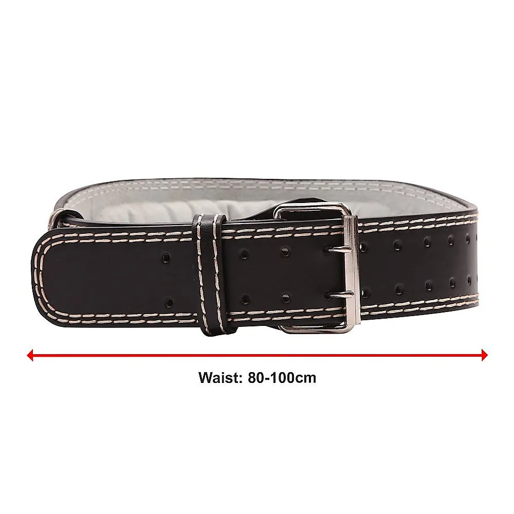 Padded Leather Weight Lifting Belt, Large, Dual-Buckle