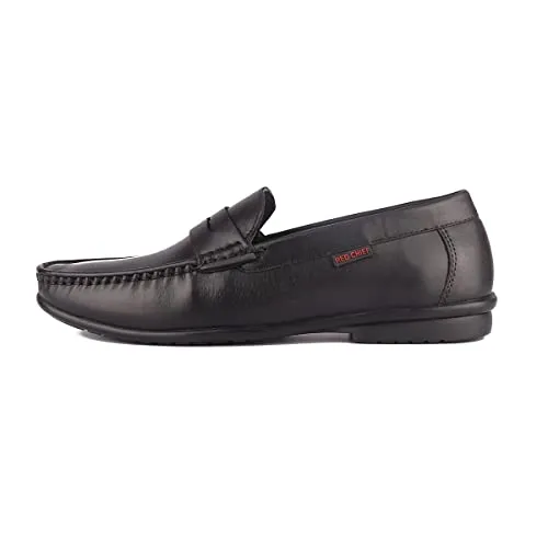 Red Chief Loafer Non-Lace Up | Men's Formal Shoes for Office | Black | Rubber Sole