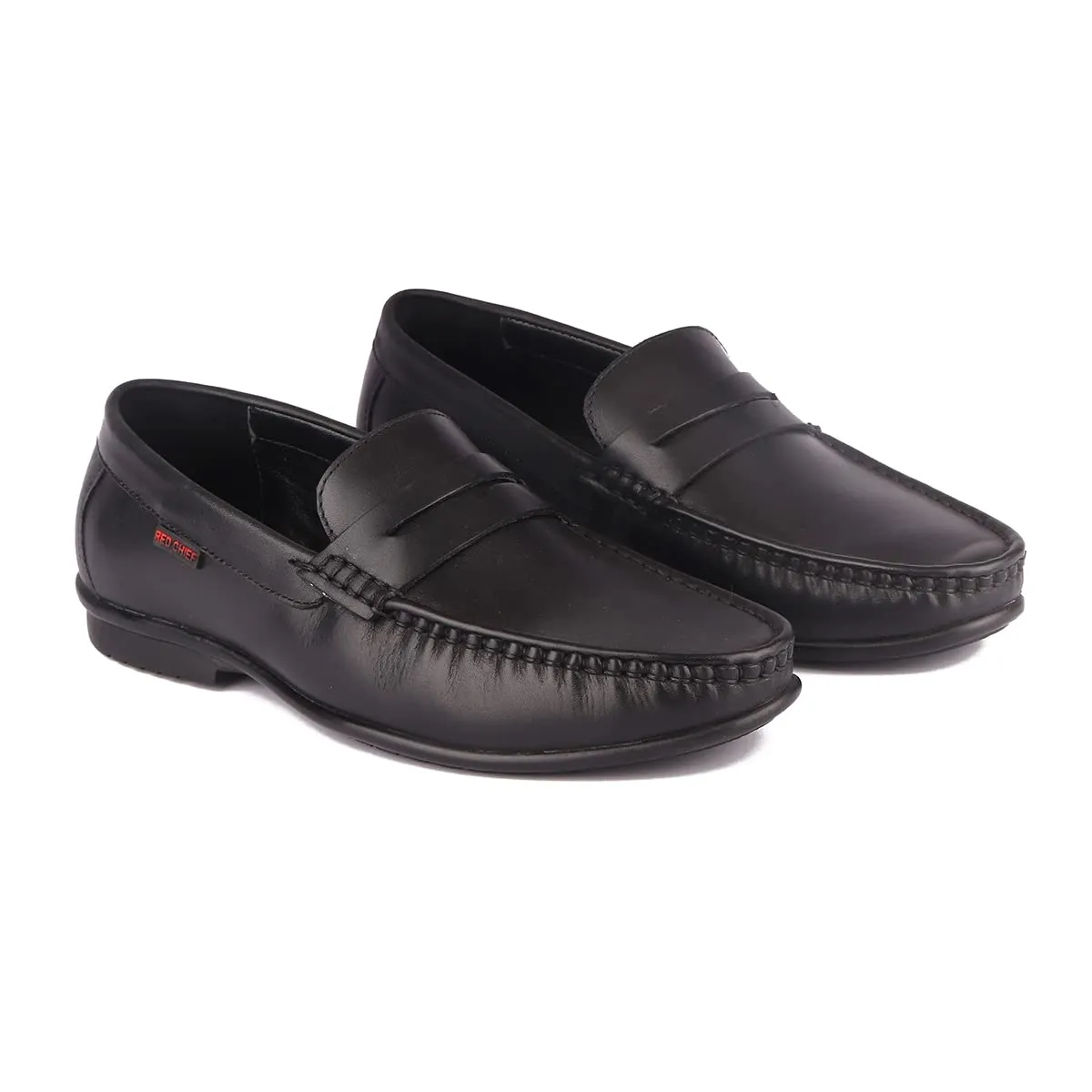 Red Chief Loafer Non-Lace Up | Men's Formal Shoes for Office | Black | Rubber Sole