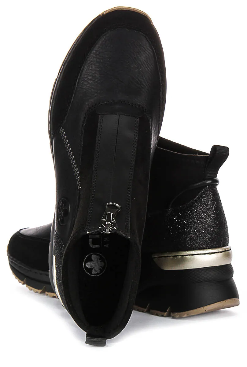 Rieker N6361-00 Zip Boots In Black For Women