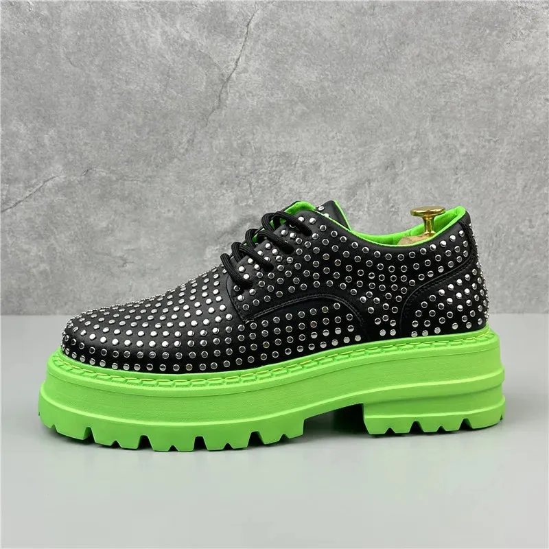 Rivets Decor Platform Lace-Up Sneakers