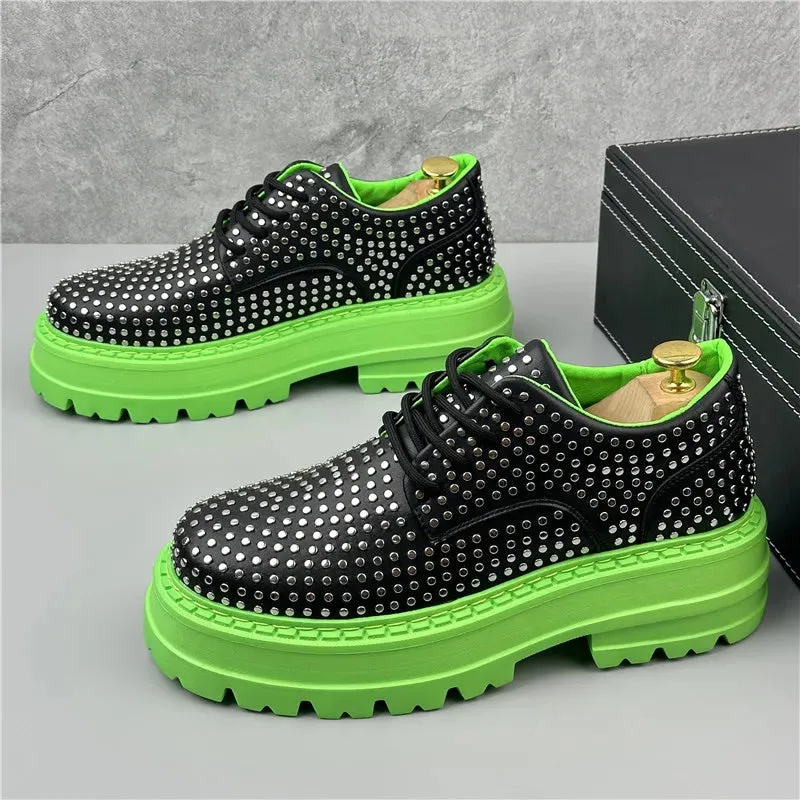 Rivets Decor Platform Lace-Up Sneakers