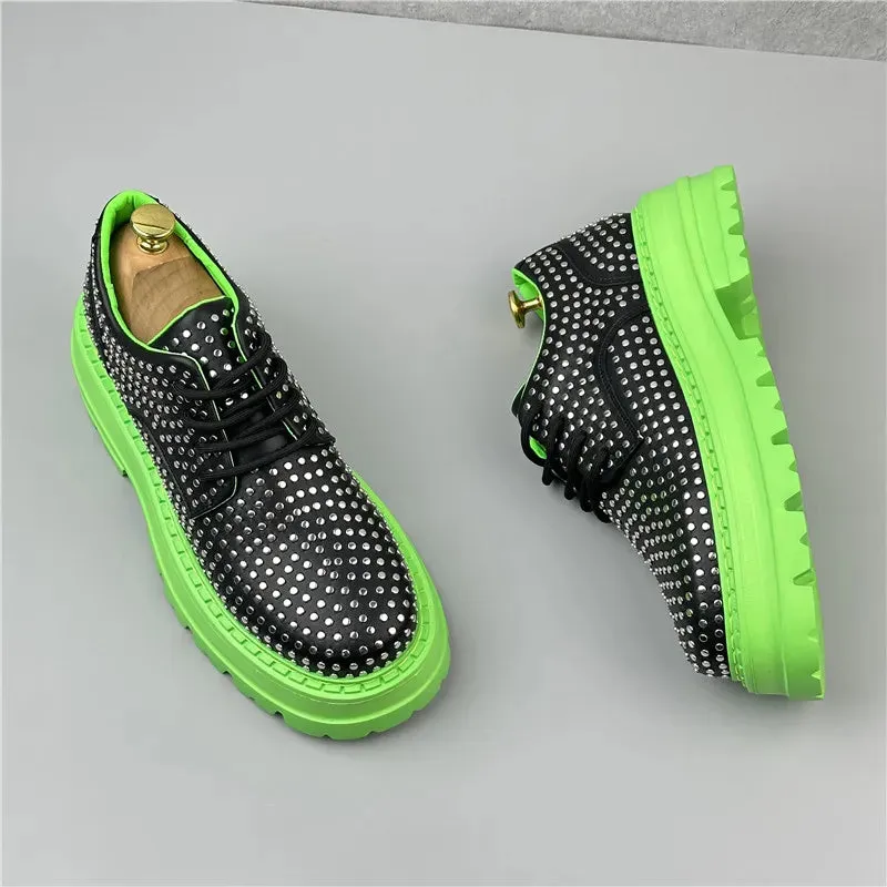 Rivets Decor Platform Lace-Up Sneakers