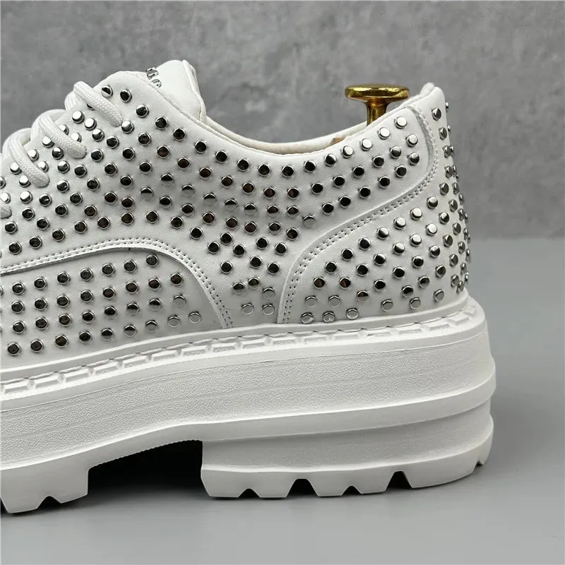 Rivets Decor Platform Lace-Up Sneakers