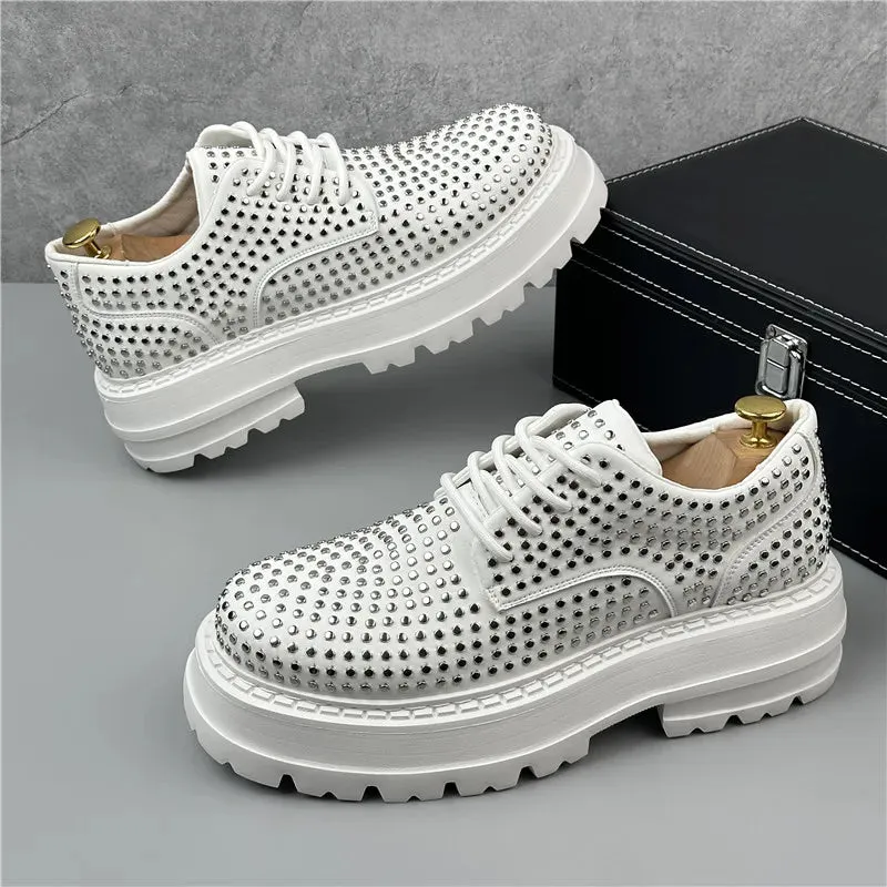 Rivets Decor Platform Lace-Up Sneakers