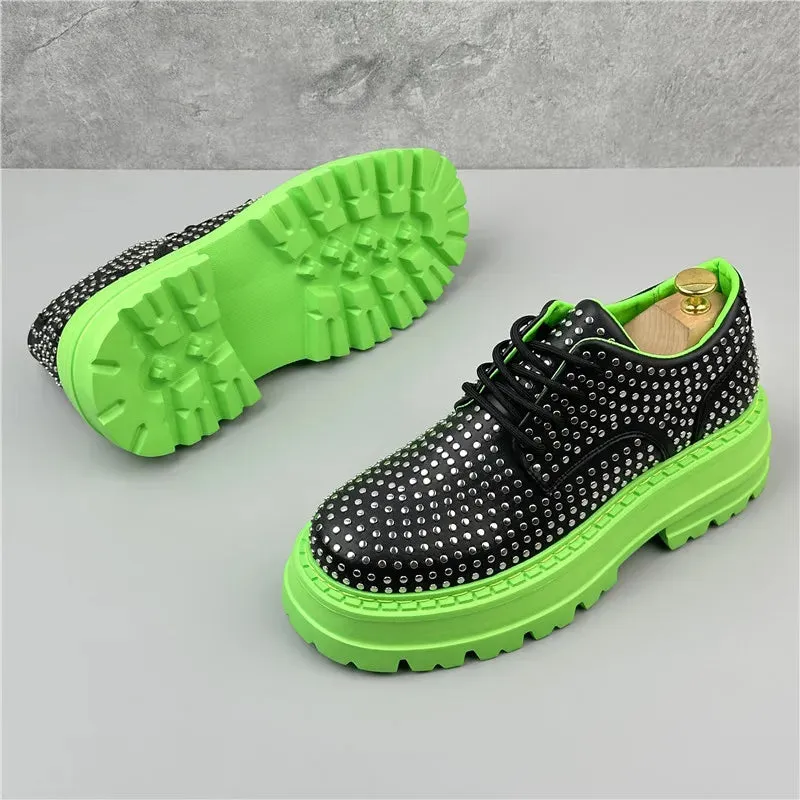 Rivets Decor Platform Lace-Up Sneakers