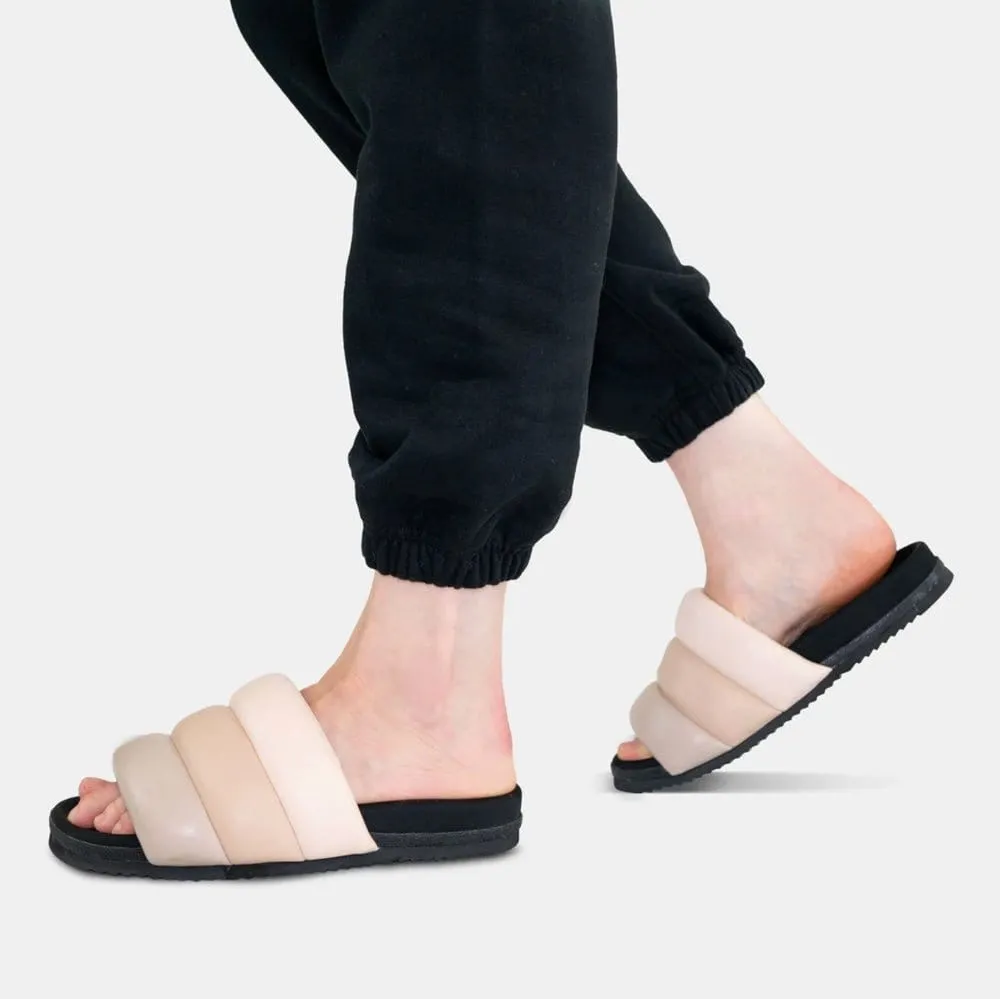 ROAM Puffy Sandals Nudes Vegan Leather