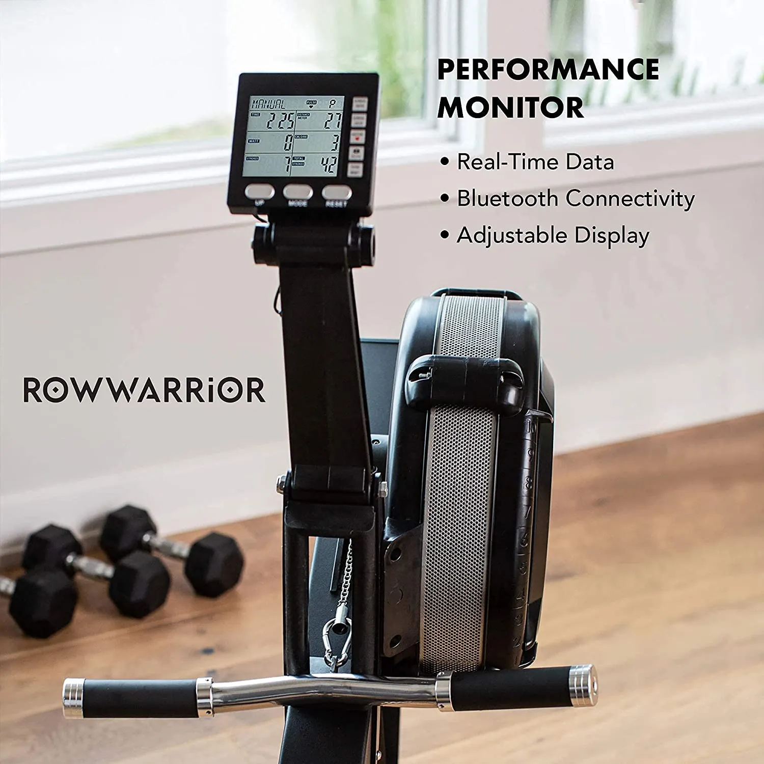 RowWarrior Fitness Rowing Machine – Rower Exercise Equipment for Gym and Home Use – Fitness and Cardio Trainer for Total Body Workout – Real Time Data Display – Stamina and Endurance Workout