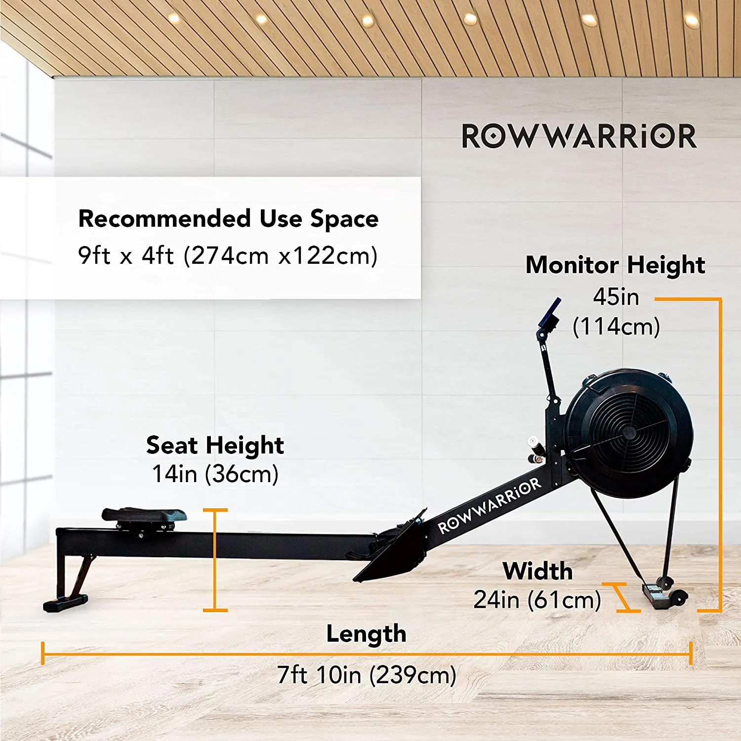 RowWarrior Fitness Rowing Machine – Rower Exercise Equipment for Gym and Home Use – Fitness and Cardio Trainer for Total Body Workout – Real Time Data Display – Stamina and Endurance Workout