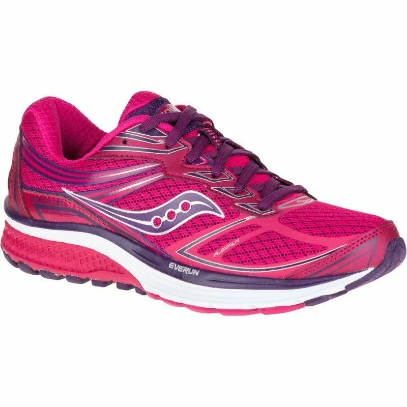 Saucony Womens Guide 9 Pink Silver White Purple Running Gym Training Shoes