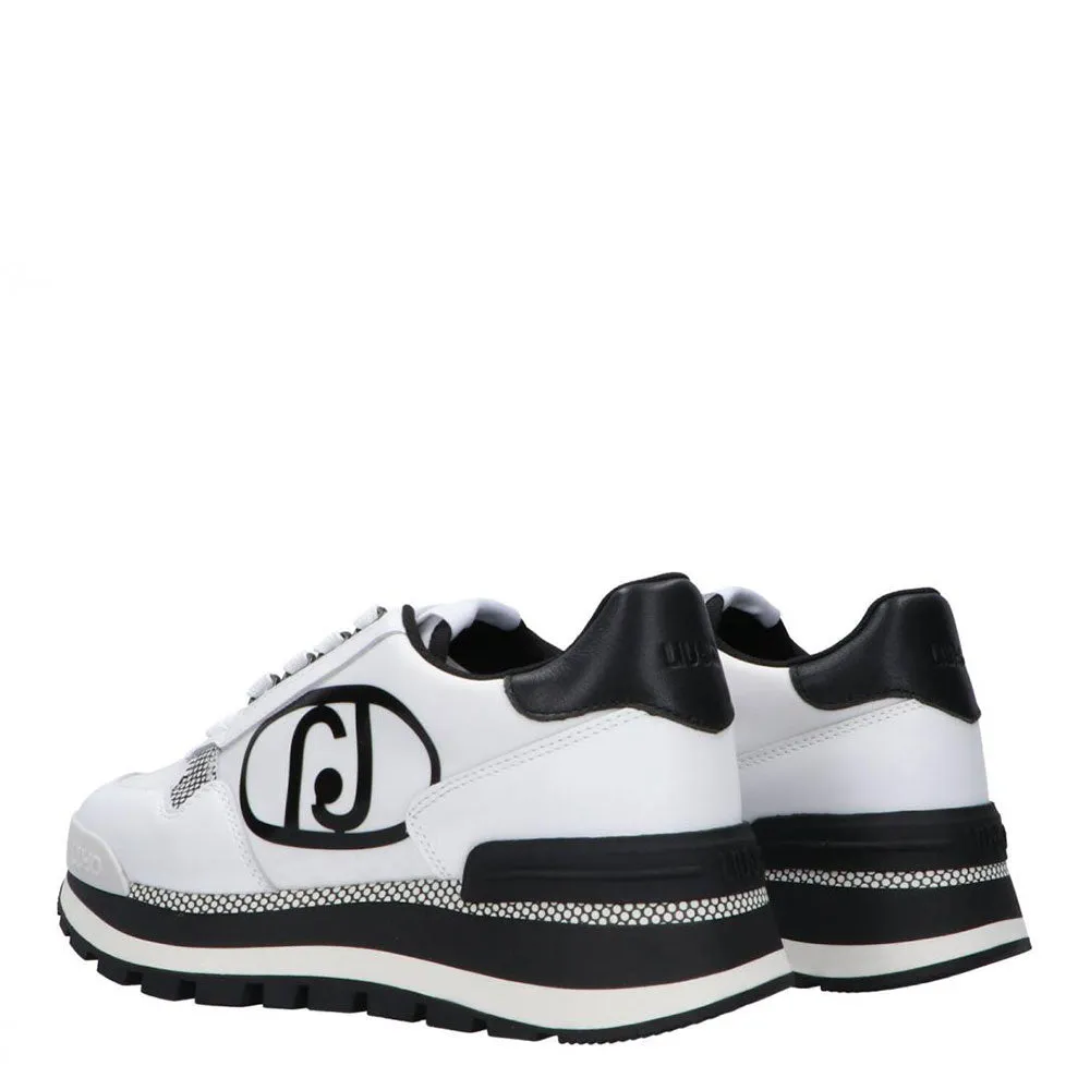 Scarpe Donna LIU JO Sneakers Amazing 15 in Pelle e Nylon colore Bianco e Nero