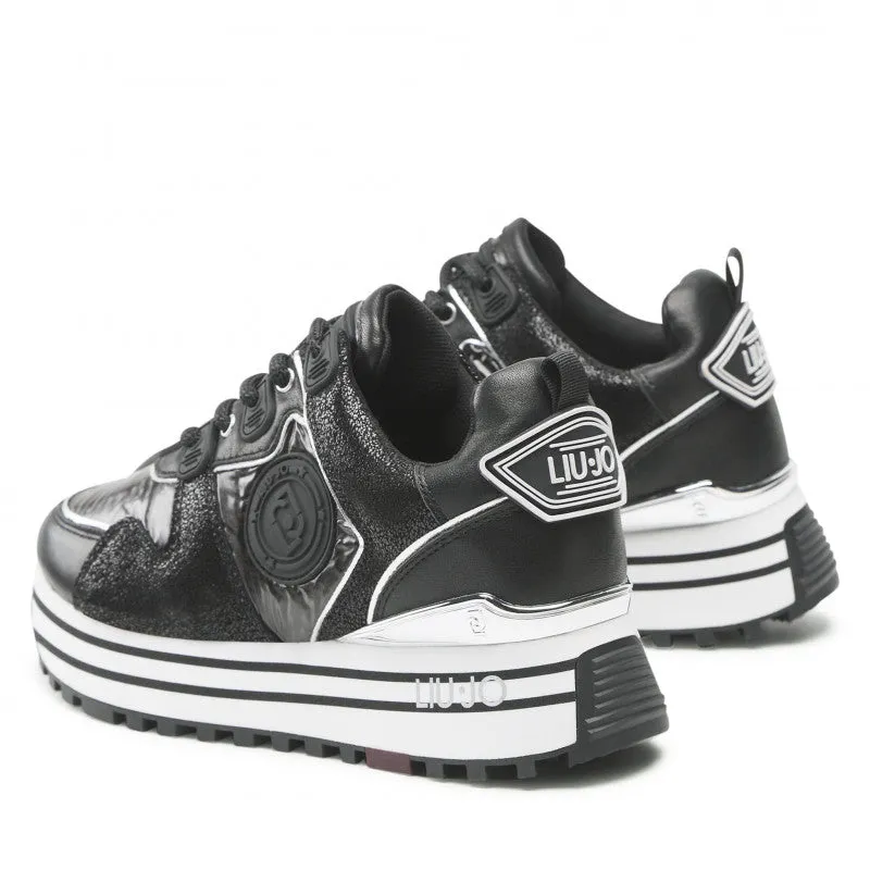 Scarpe Donna LIU JO Sneakers Platform Maxi Wonder 47 in Nylon e Pelle Nero