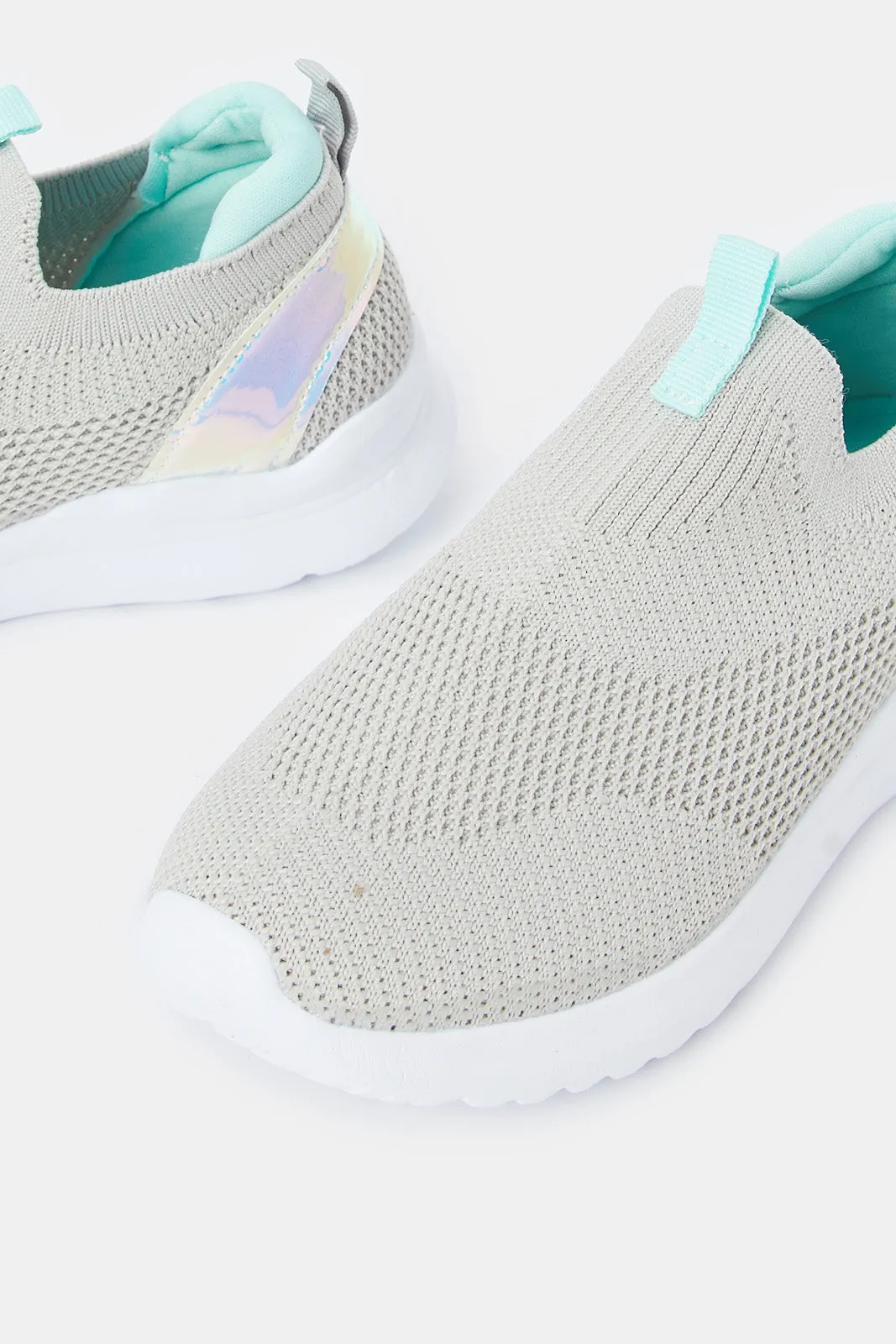 Senior Girls Grey Slip-On Trainer