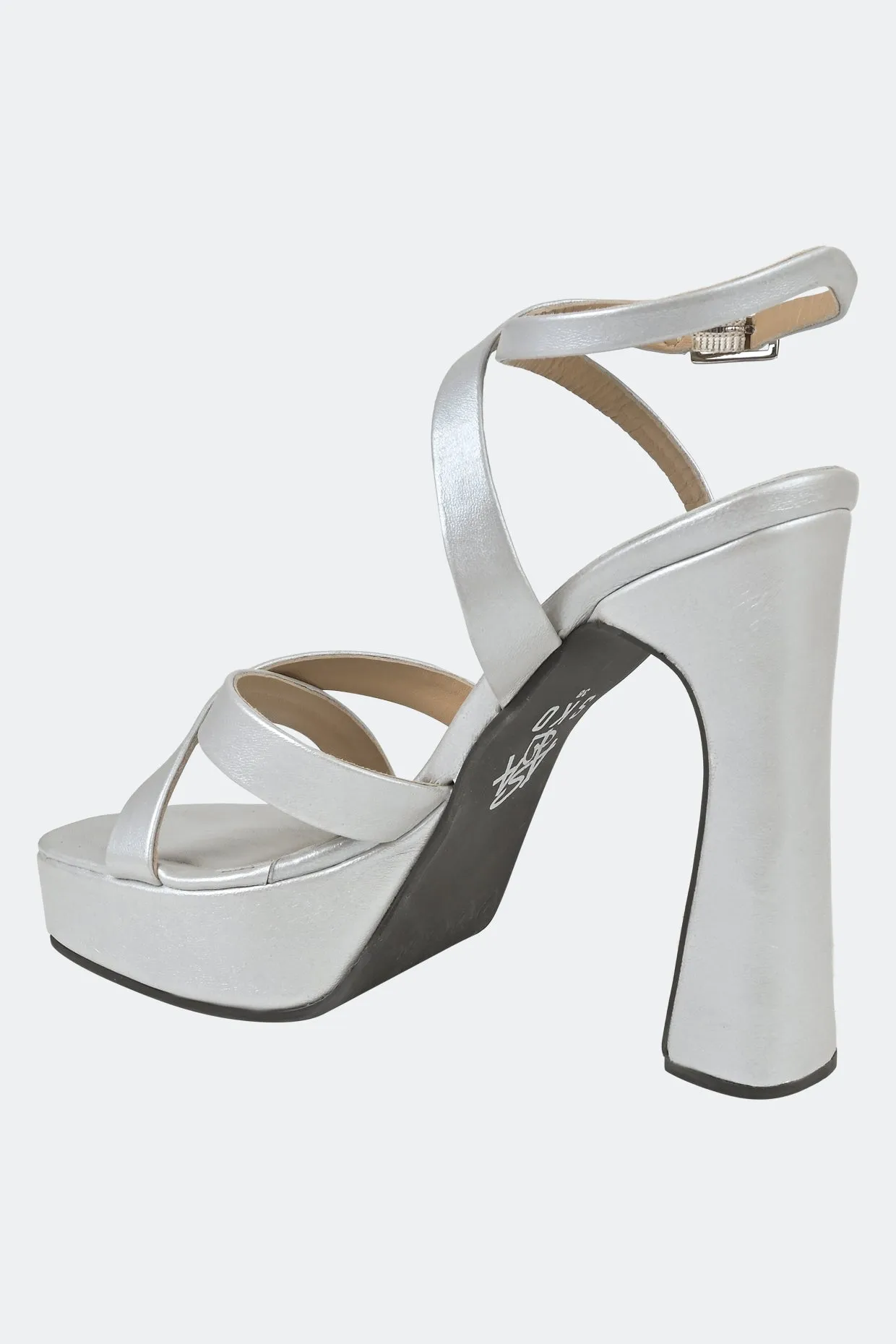 Silver Cross Strap Platform For Women