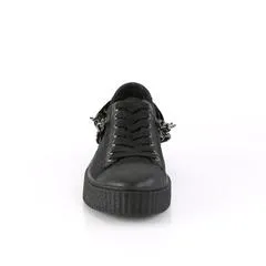 Sneeker-112 Black Sneaker Platform Creeper Shoe w/ Metal Chain