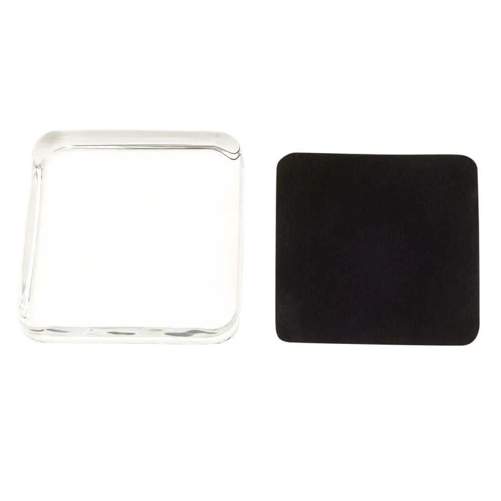 Square 90 x 90mm Diameter Glass Paperweight   Felt Base - Insert Size 75 x 75mm - Pack of 6