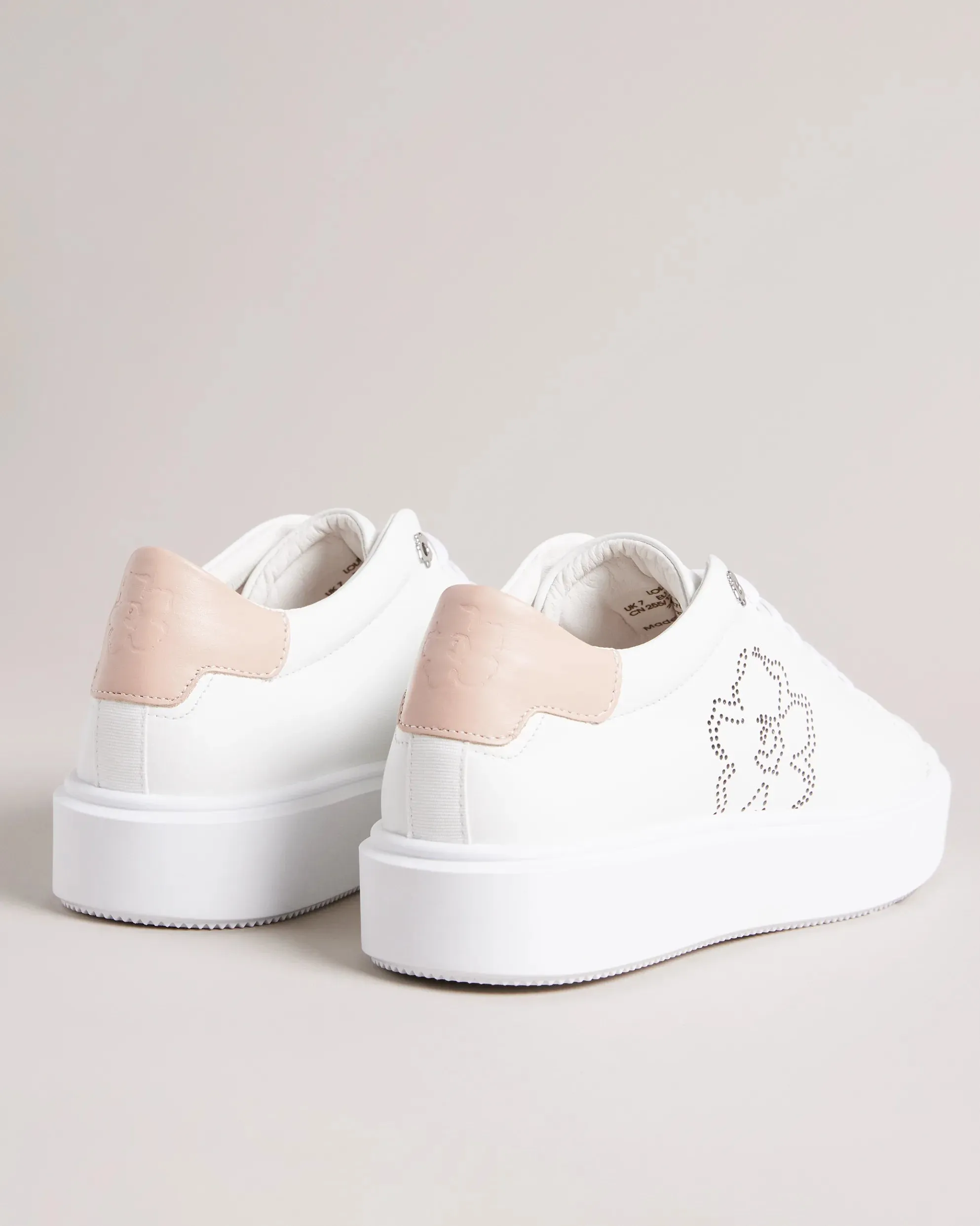 Ted Baker Loulay Perforated Magnolia Platform Trainers | White