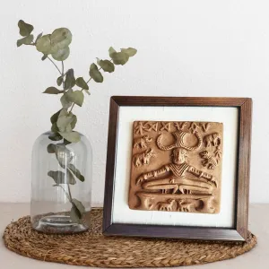 Terracotta Harappan Pashupati Seal Replica with Frame