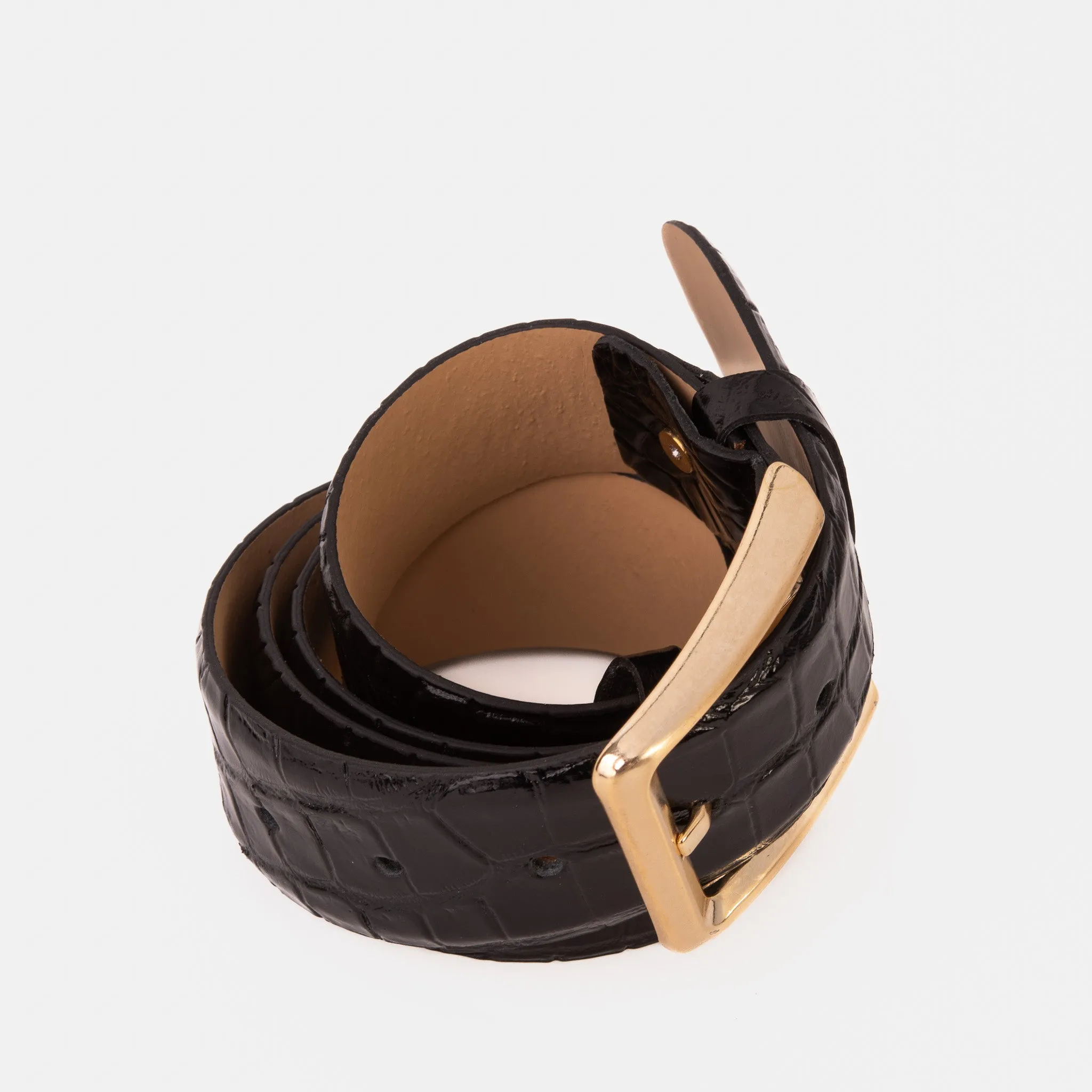 The Strat Black Leather Belt