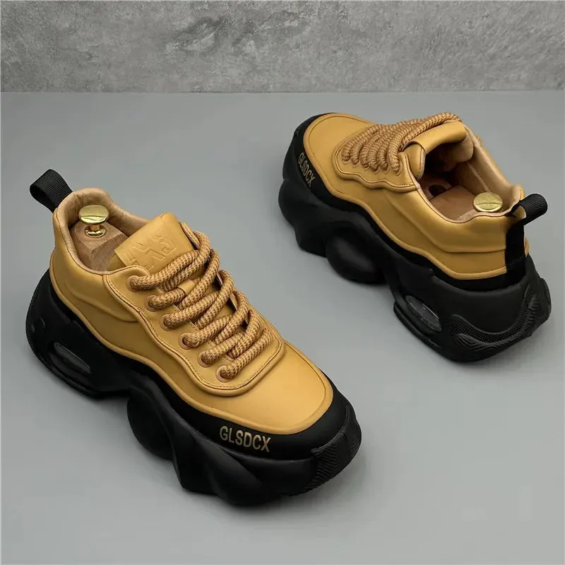 Thick Platform Artificial Leather Sneakers