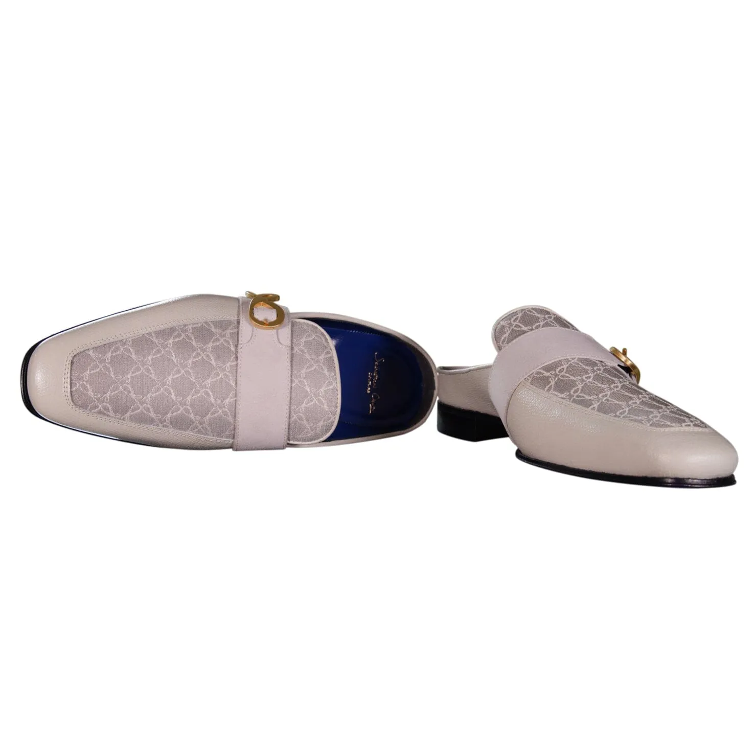 Tortora Logo With Yellow Gold Hardware Leather Slippers