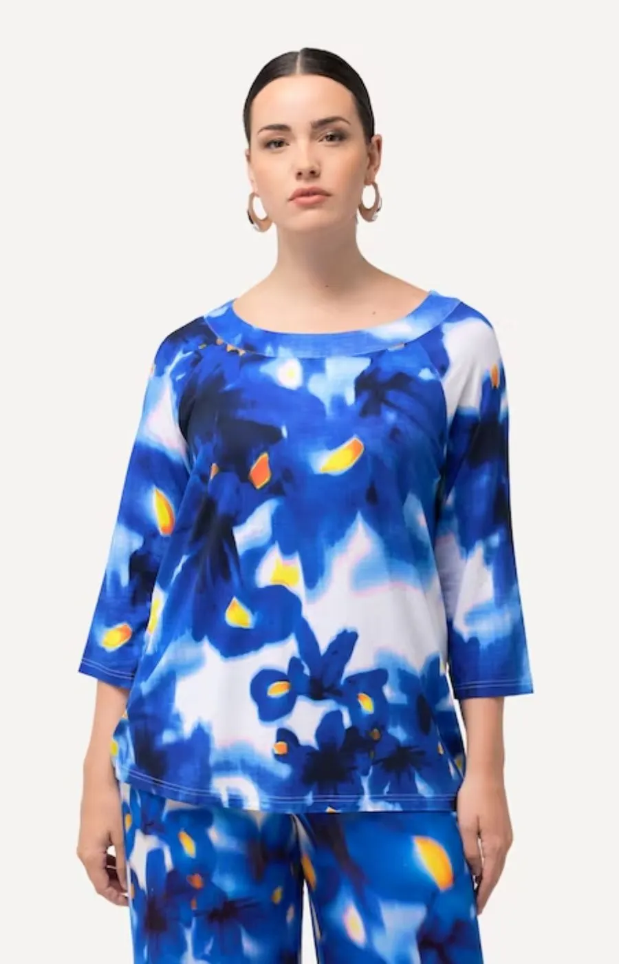 Ulla Popken Blurred Blue Top