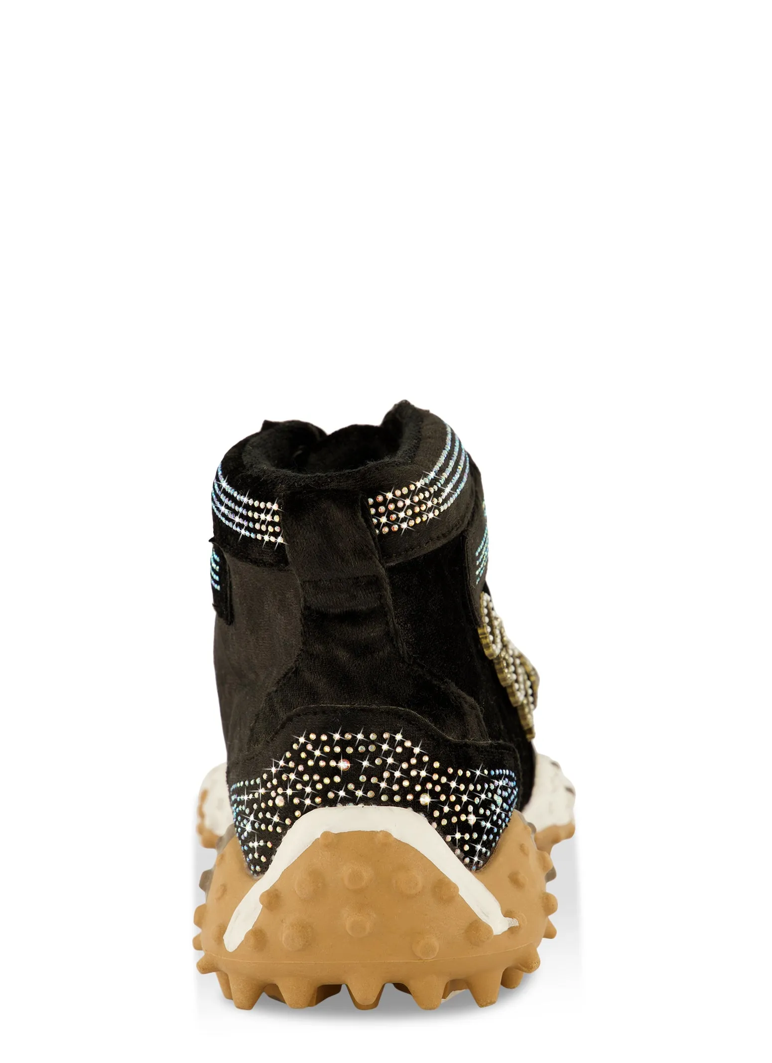 Velvet Rhinestone Embellished High Top Sneakers